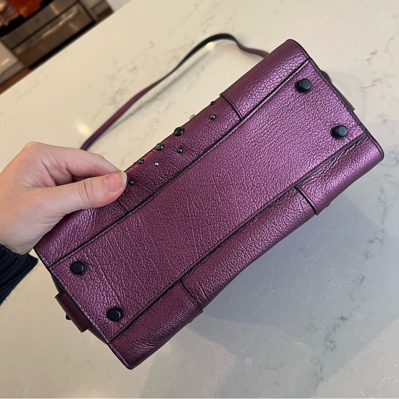 Coach Metallic Plum Star-Studded Mercer Satchel - Picture 8 of 12